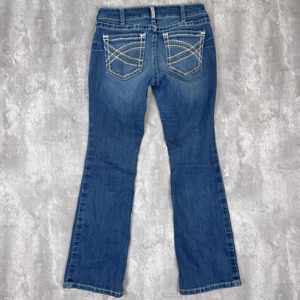 Ariat REAL Jeans Womens 30S Mid Rise Stretch Entwined Boot Cut Western Ranch - Picture 7 of 11